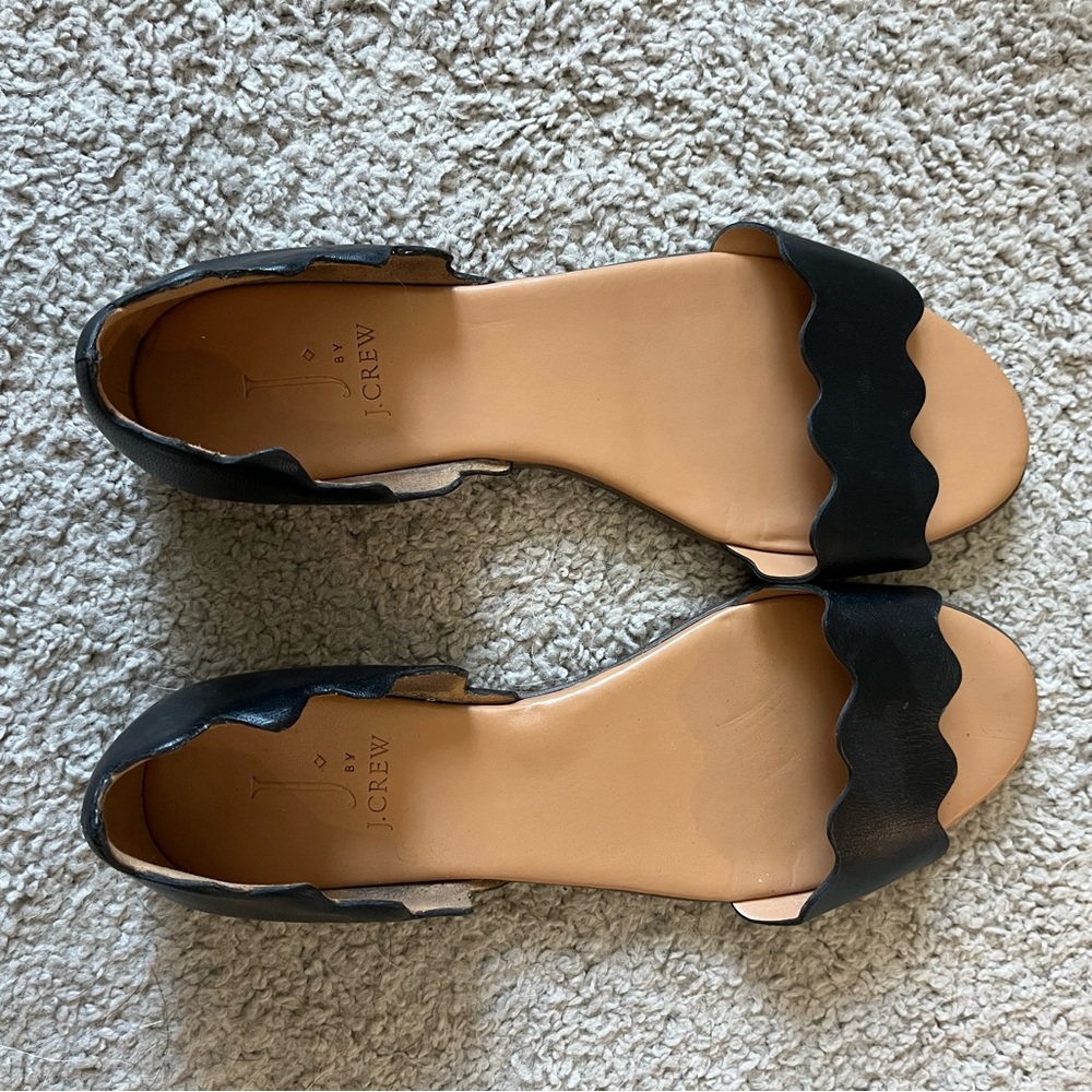 J. Crew Black Scalloped Women's Sandals